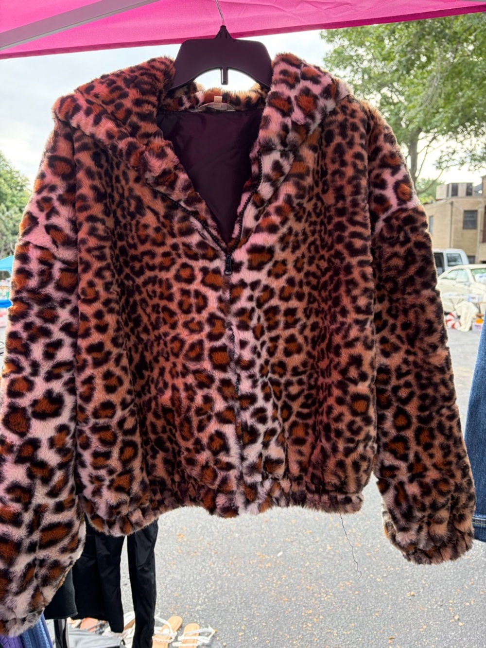 Faux Fur brown Leopard Print Jacket - Women's Coat